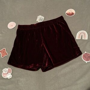maroon velvet lounge shorts!